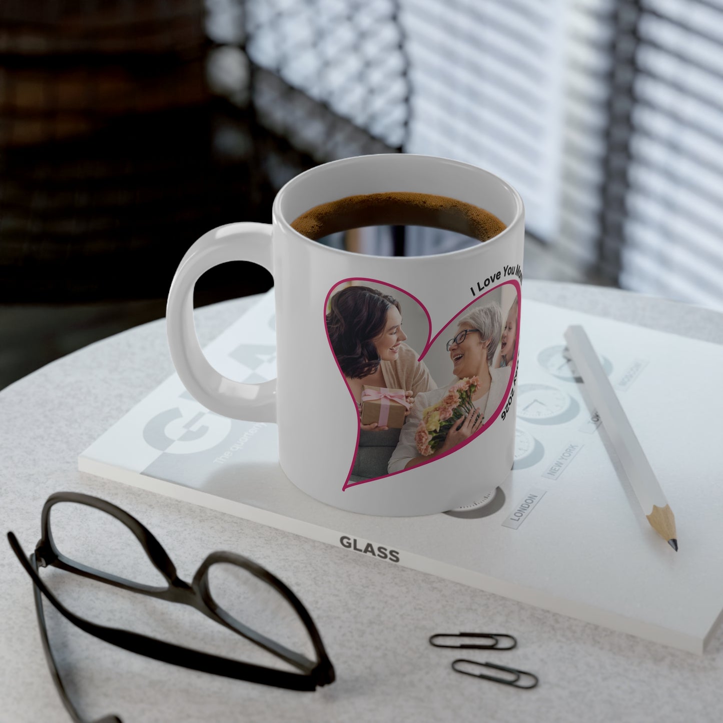 Personalized Mothers Day Jumbo Mug Custom Photo Heart Coffee Cup With Name and Date Keepsake Gift 20oz