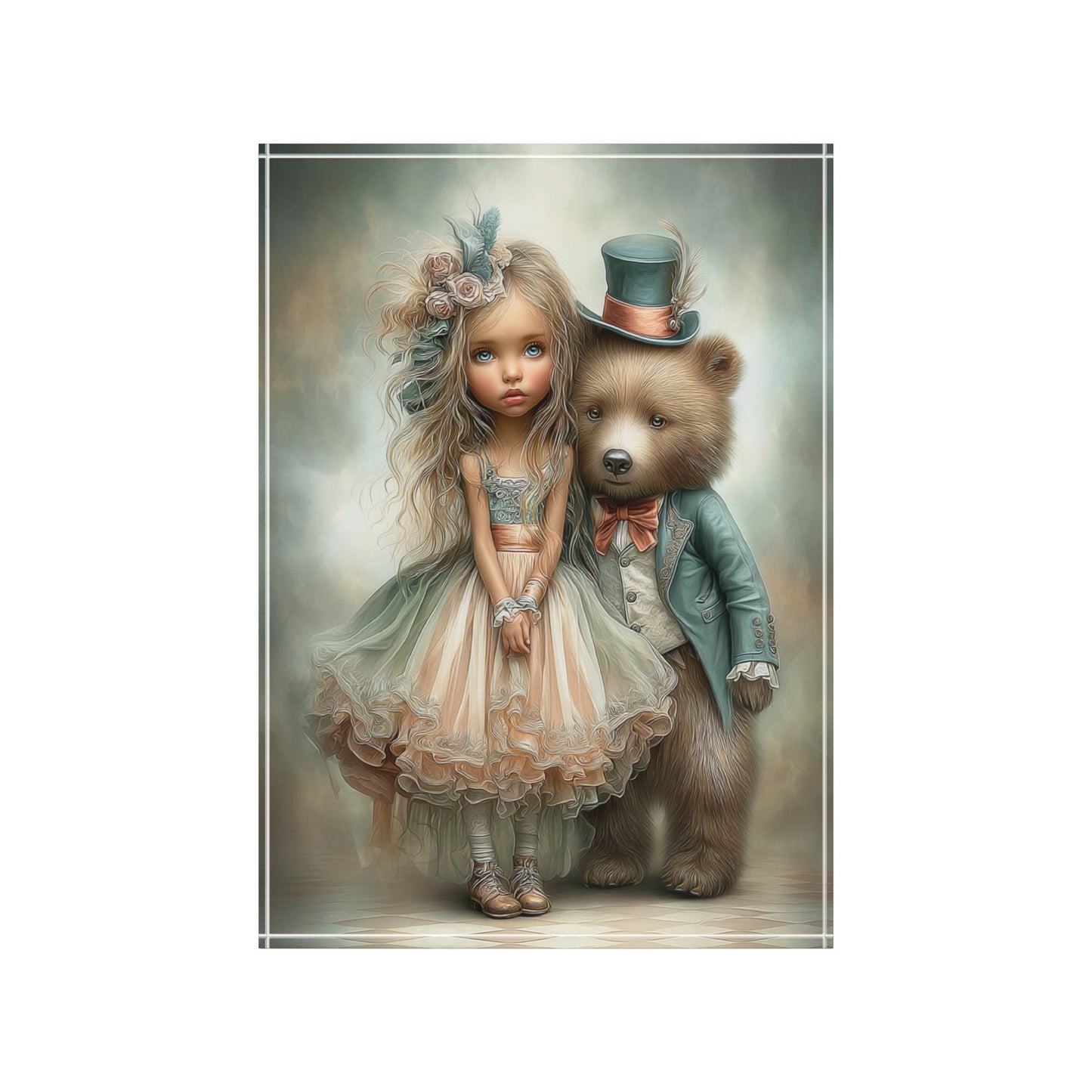 Whimsical Photo Block - Horizontal option has also a poem next to the Whimsical Girl and her Guardian Bear while the Vertical Version is just the Captivating Image Fills the Frame. - A Lid for Every Pot ~ Everyday Designz ~