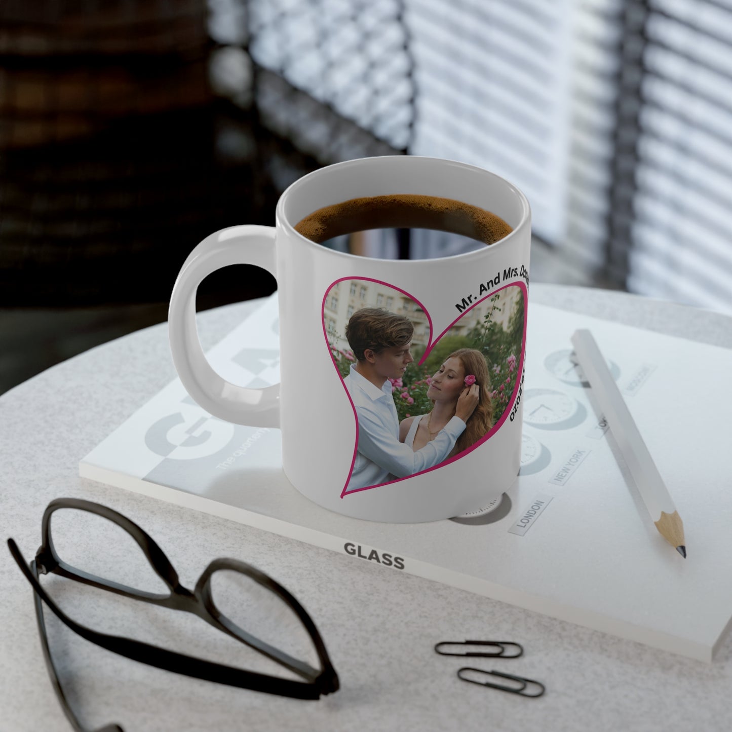 Personalized Photo Heart Mug Custom Quote Name Jumbo Coffee Cup Wedding Anniversary Gift First Mothers Day Keepsake 20oz