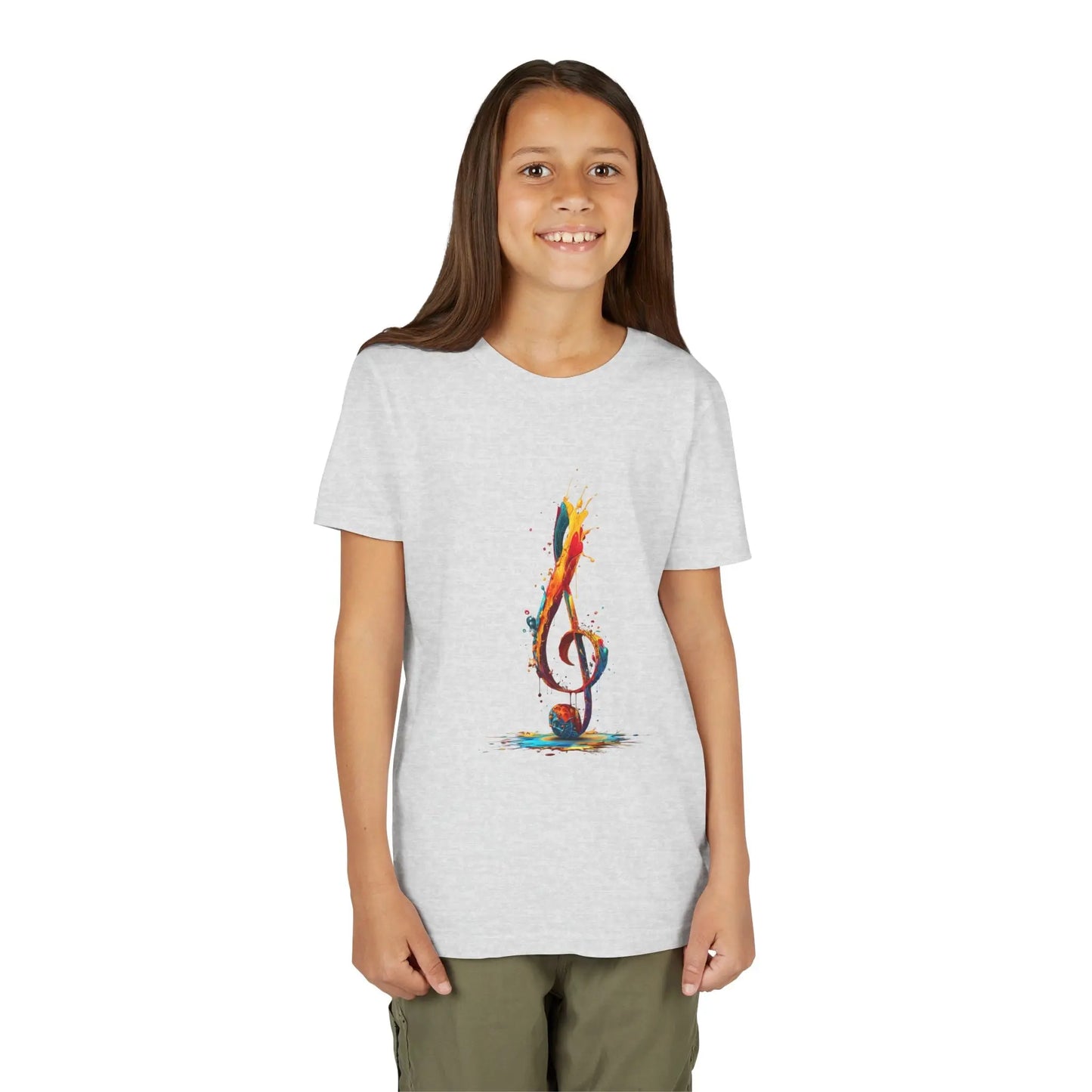 Youth Music Note Tee, Colorful Treble Clef Shirt, Printify