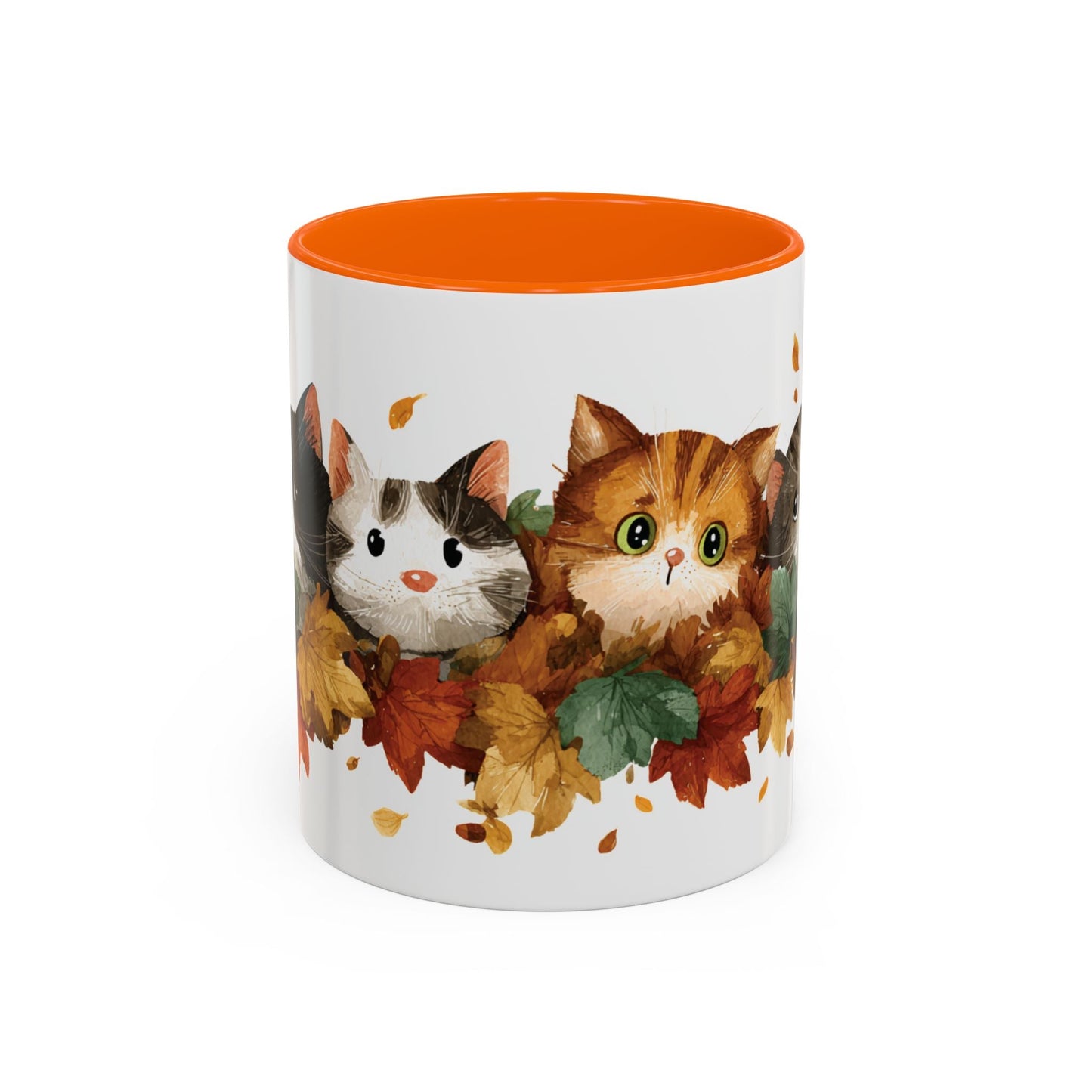 Autumn Cat Coffee Mug, Cute Animal Mug, Fall Decor, Gift for Cat Lovers, Warm Beverage Cup, Thanksgiving Coffee Cup Printify
