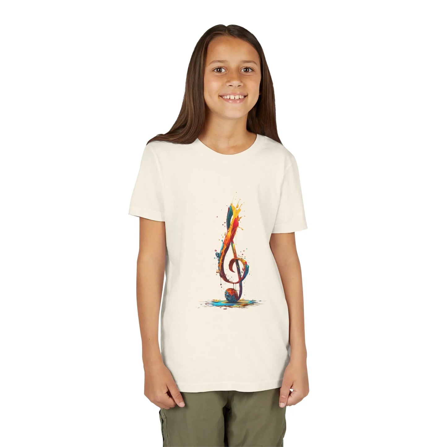 Youth Music Note Tee, Colorful Treble Clef Shirt, Printify