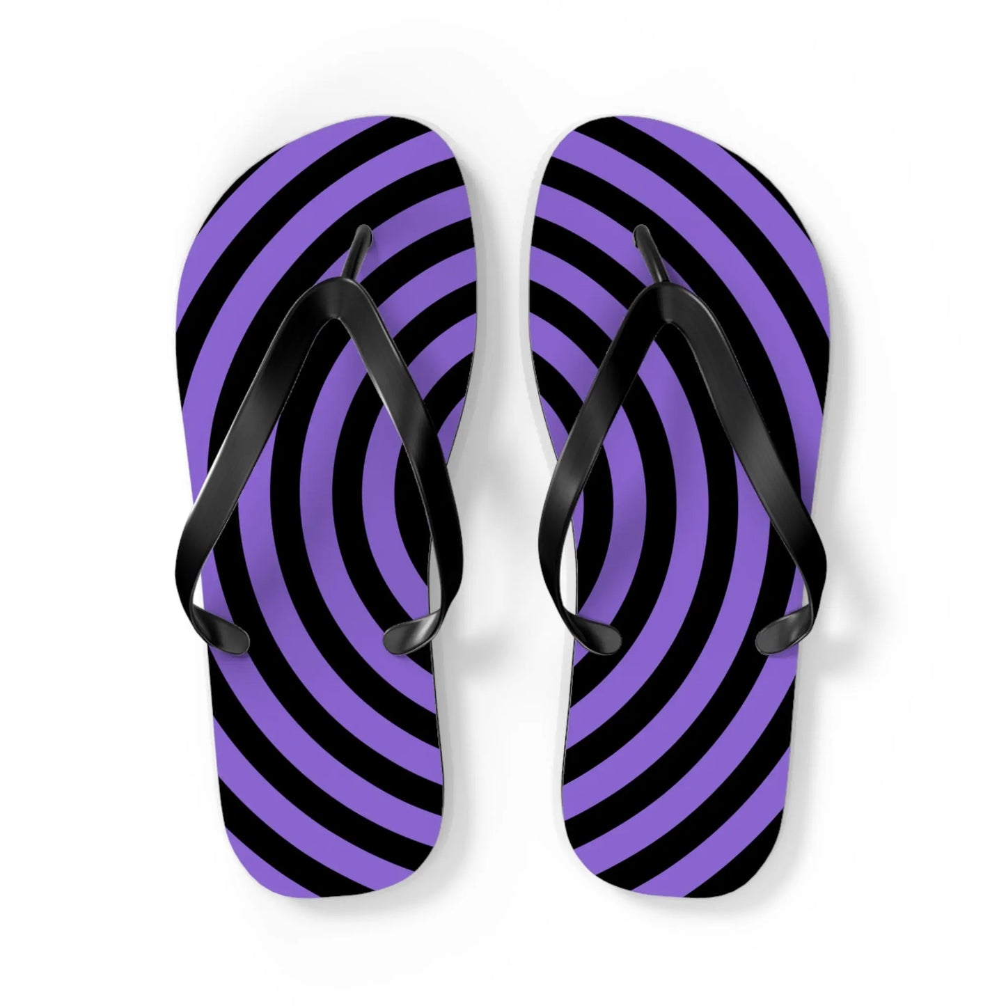 Spiral Flip Flops - Trendy Purple Design for Beach Days Printify