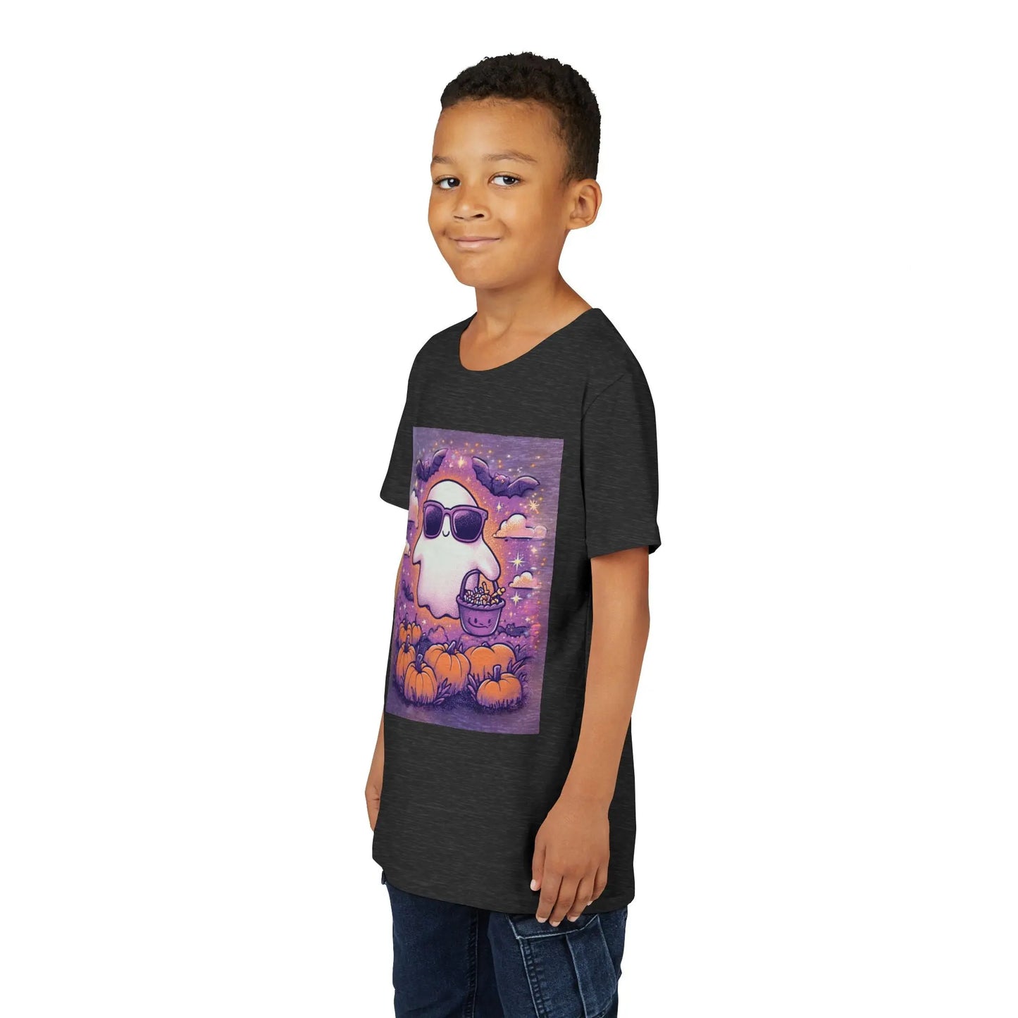 Adorable Ghost Halloween Tee, Youth Short Sleeve T-Shirt Printify