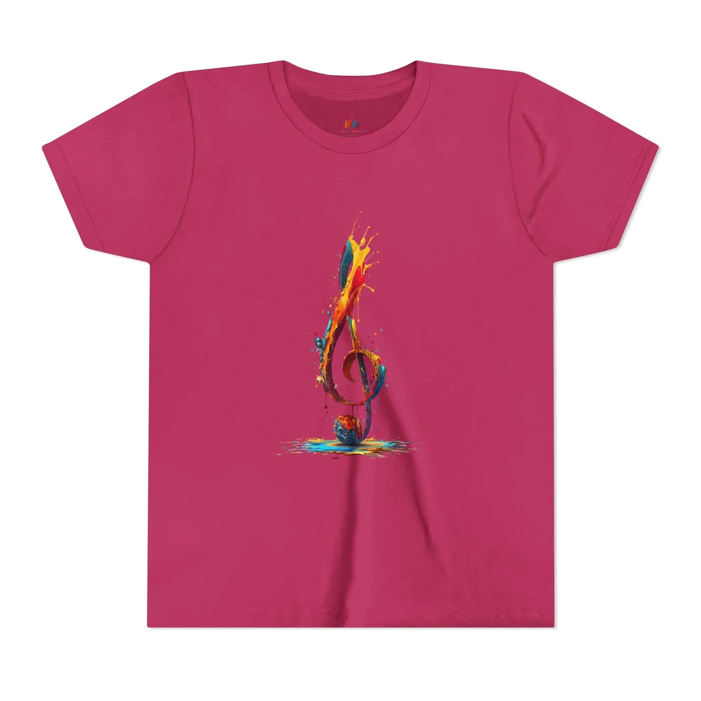 Youth Music Note Tee, Colorful Treble Clef Shirt, Printify