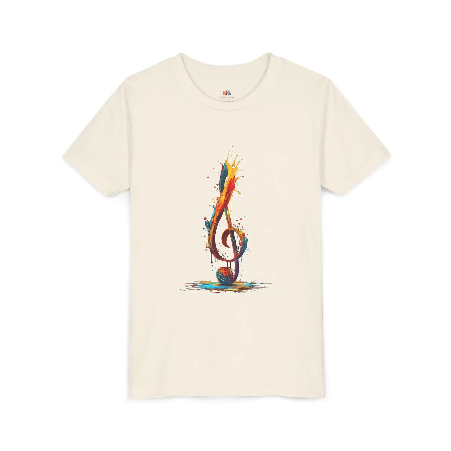 Youth Music Note Tee, Colorful Treble Clef Shirt, Printify