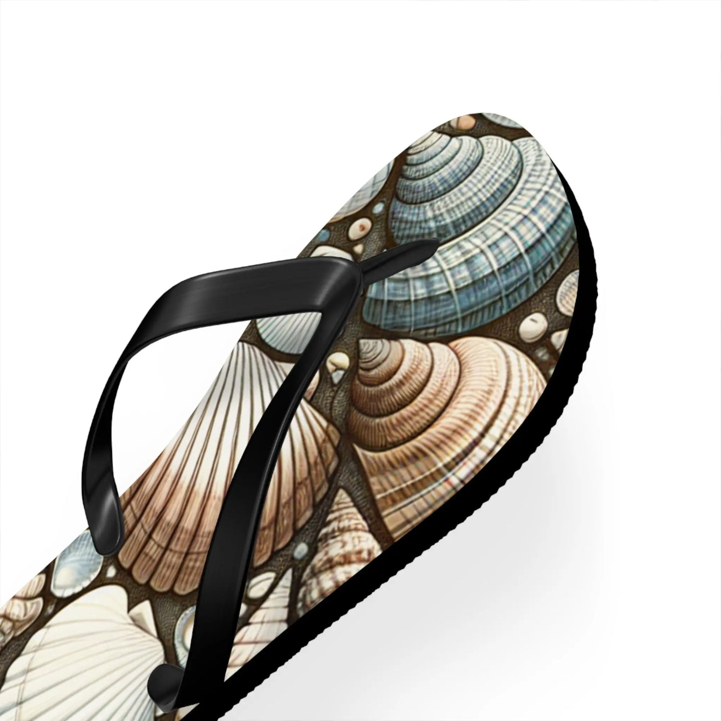Seashell Flip Flops | Coastal Summer Footwear | Beach Sandals | Nautical Vacation Accessory | Sea-Inspired Summer Decor Printify