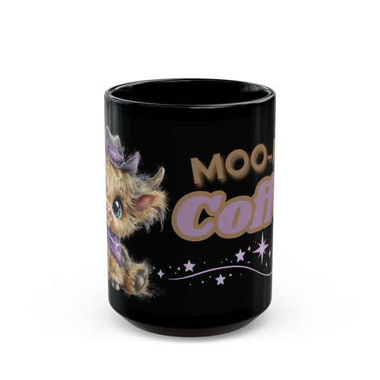 Highland Cow Coffee Mug Moo Re Coffee Black Glossy Cup 11oz and 15oz