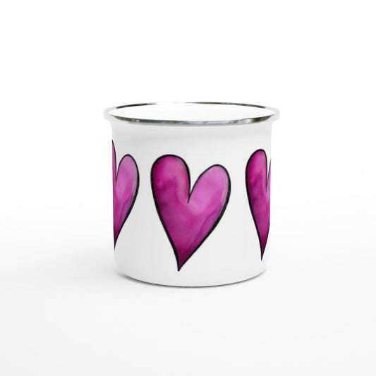 I Give You My Heart Enamel Mug – Beautiful Watercolor Heart Pattern (12oz) | Unique Everyday Designz Home, Gifts & Apparel A Lid for Every Pot ~Everyday Designz~