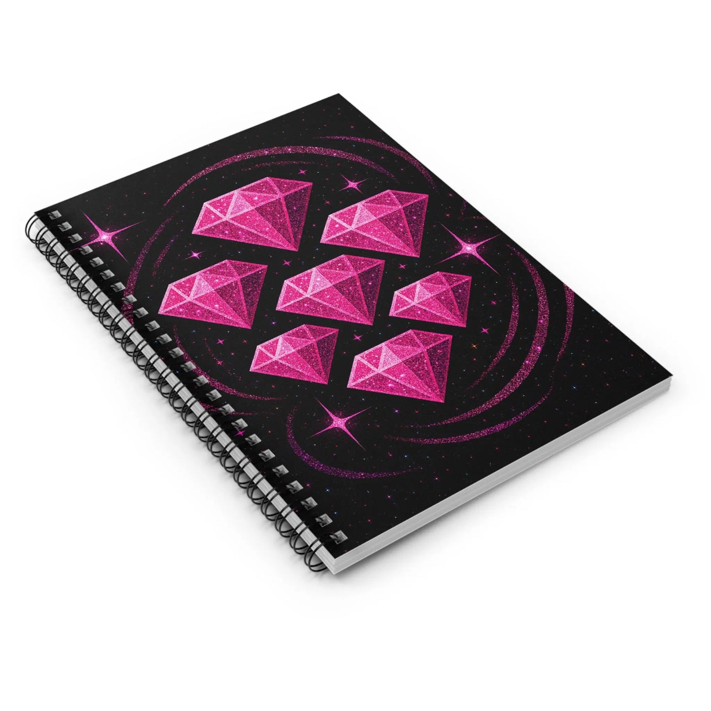 Glamorous Spiral Notebook - Pink Diamond Design, Cute Stationery, Journal for Creatives, Gift for Her, School Supplies, Sparkly Notepad Printify