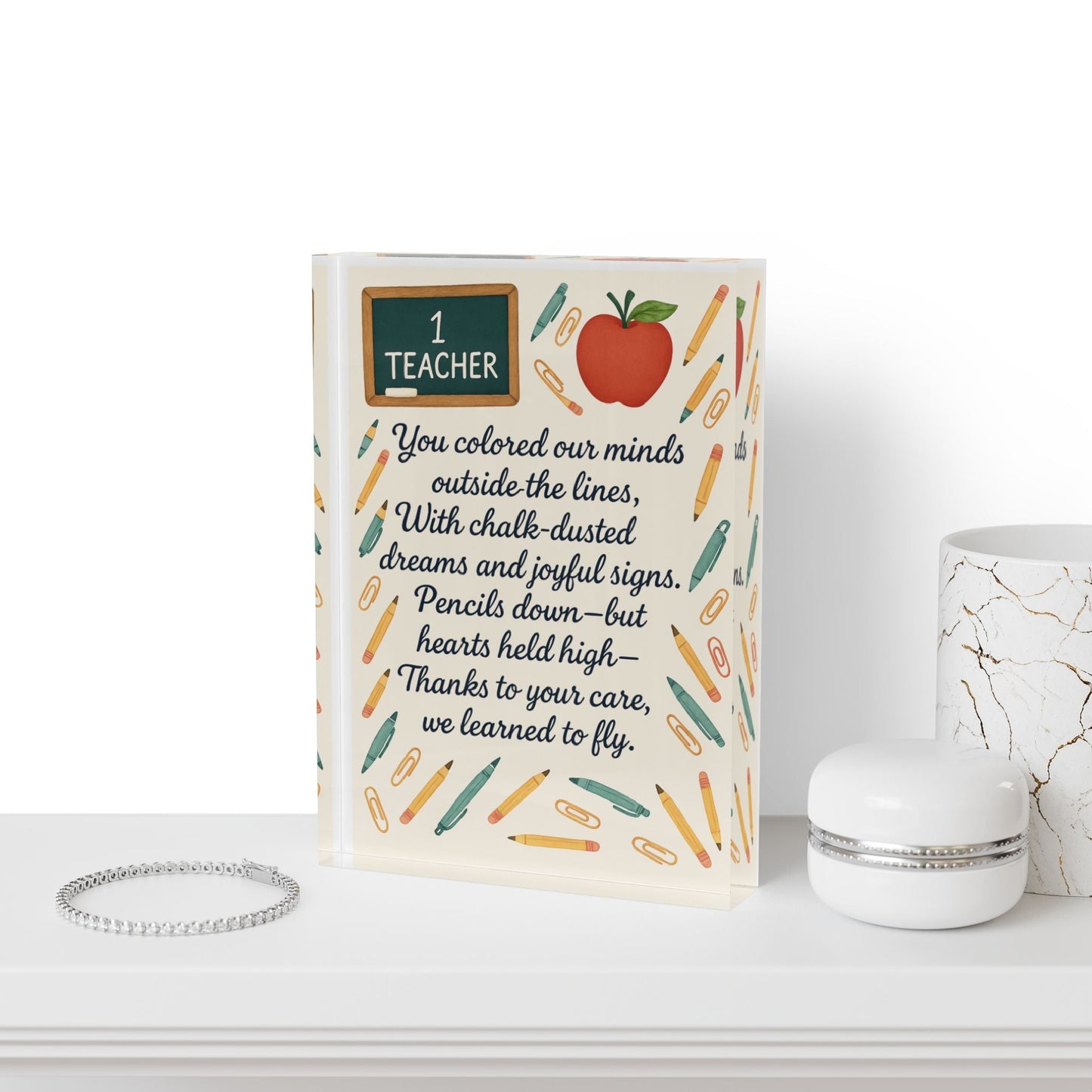 Teacher Appreciation Photo Block, Motivational Decor, Classroom Gift, Personalized Keepsake, Educational Wall Art - A Lid for Every Pot ~ Everyday Designz ~