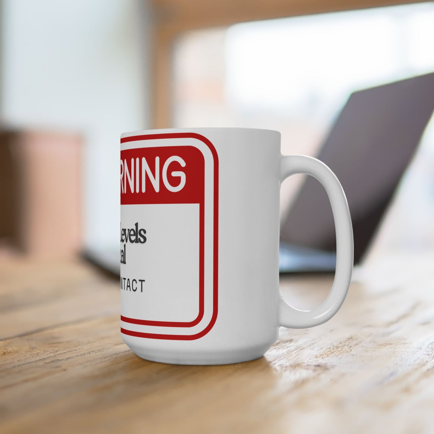 Warning Mug - Dram Level Critical Avoid Contact| Funny Coffee Cup, Gift for Coworkers, Mom, Dad, Humorous Office Mug, Unique Kitchen Decor