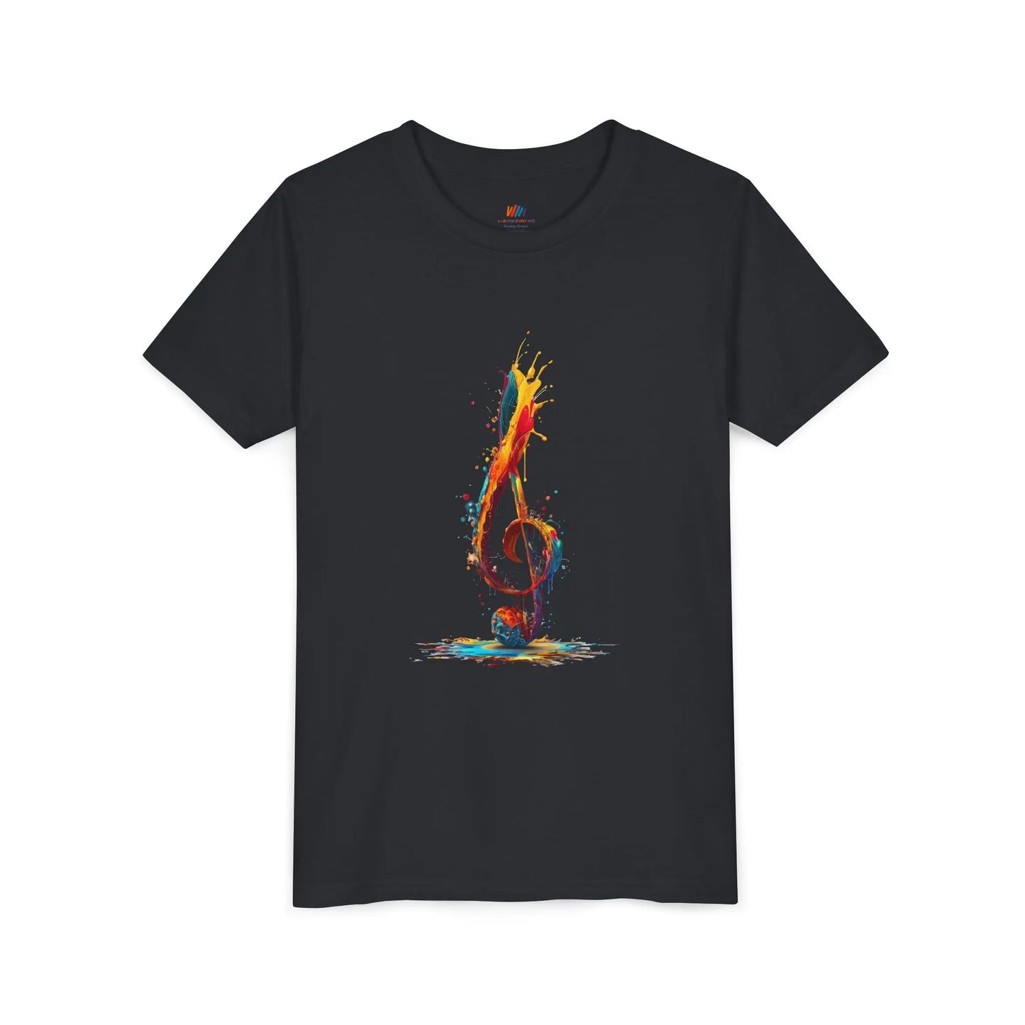 Youth Music Note Tee, Colorful Treble Clef Shirt, Printify