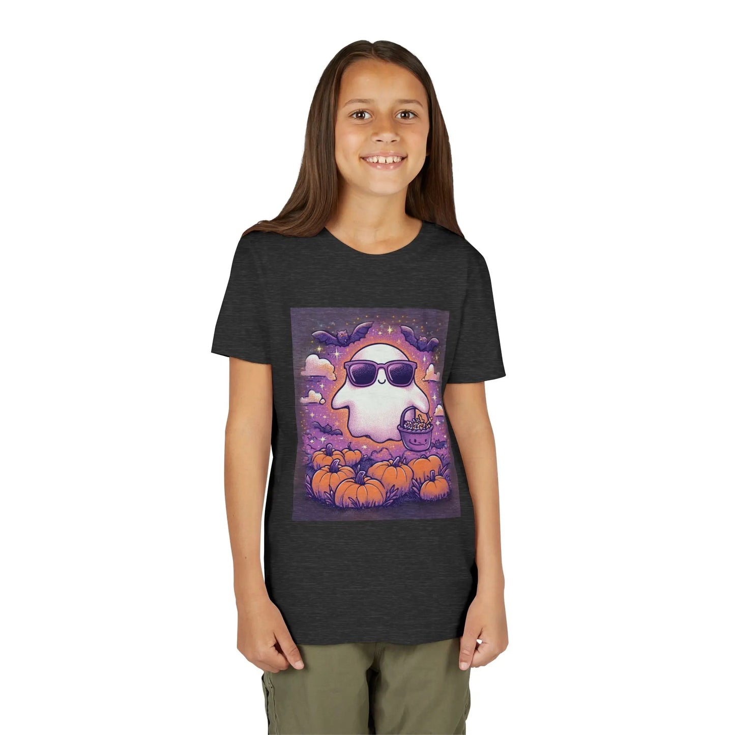 Adorable Ghost Halloween Tee, Youth Short Sleeve T-Shirt Printify