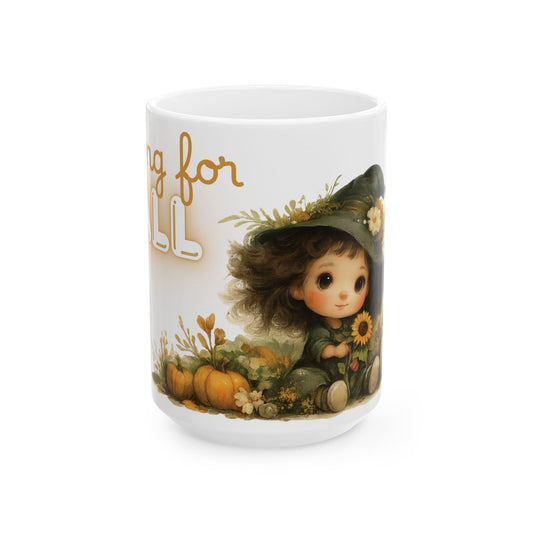 Falling for Fall Mug Cozy Autumn Witch Pumpkins and Sunflowers Coffee Cup