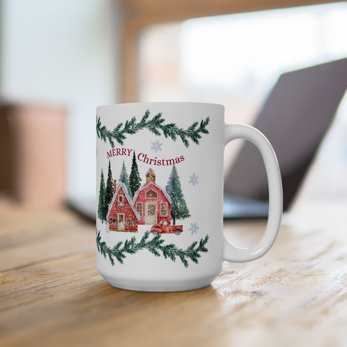 Christmas-Themed Ceramic Mug, Holiday Gift, Festive Drinkware, Winter Decor, Home & Kitchen, Coffee/Tea Cup