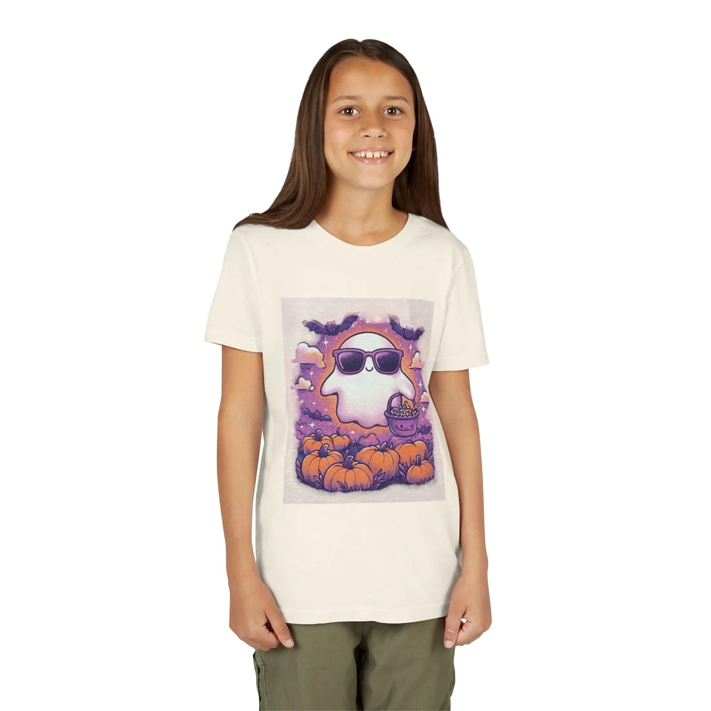 Adorable Ghost Halloween Tee, Youth Short Sleeve T-Shirt Printify