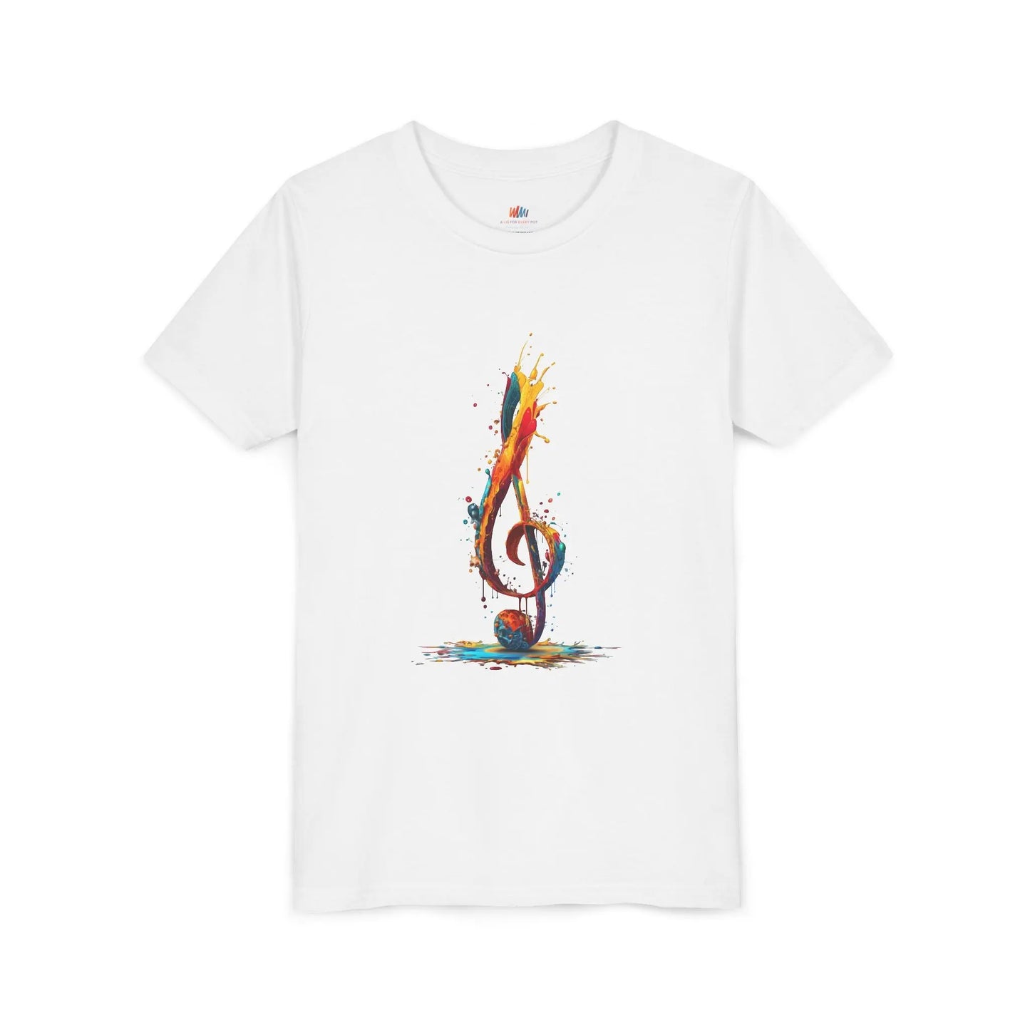 Youth Music Note Tee, Colorful Treble Clef Shirt, Printify