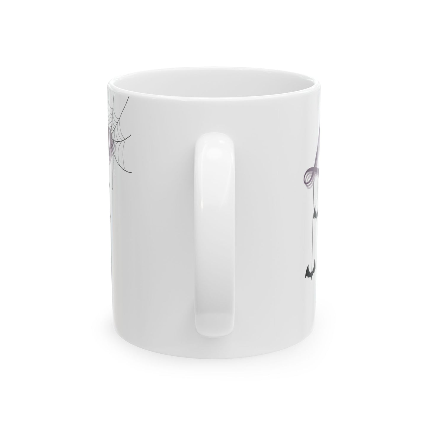 Whimsical Bat Ceramic Mug, Love at First Sip Kawaii Style Coffee Cup, 11oz, 15oz - Halloween Gift, Animal Lover, Cute Kitchen Decor, Vampire