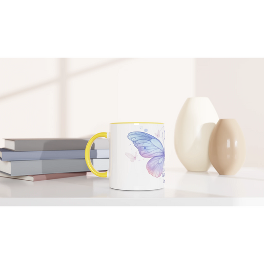 Zodiac Gemini - Socially Butterflies - White 11oz Ceramic Mug with Color Inside Ceramic Yellow | Unique Everyday Designz Home, Gifts & Apparel A Lid for Every Pot ~Everyday Designz~