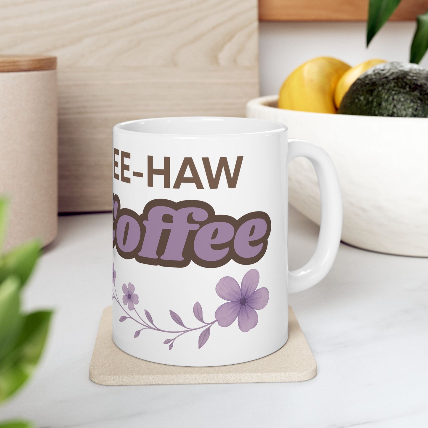 Cowgirl Pony Coffee Mug Yee Haw Coffee White Glossy Cup 11oz and 15oz
