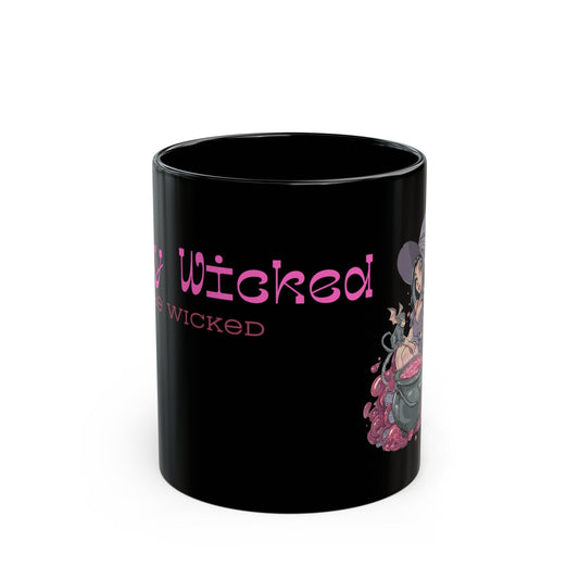 11oz and 15oz Black Glossy Mug - "Stay Wicked Be Wicked" A Witch her Cauldron and Flying Monkeys - A Lid for Every Pot ~ Everyday Designz ~