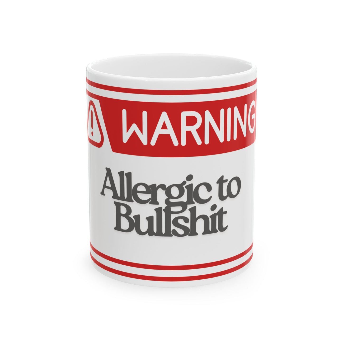 Warning Mug - Allergic to Bullshit | Funny Coffee Mug for Coffee Lovers, Office Gift, Humor Cups, Gag Gift, Tea Mug
