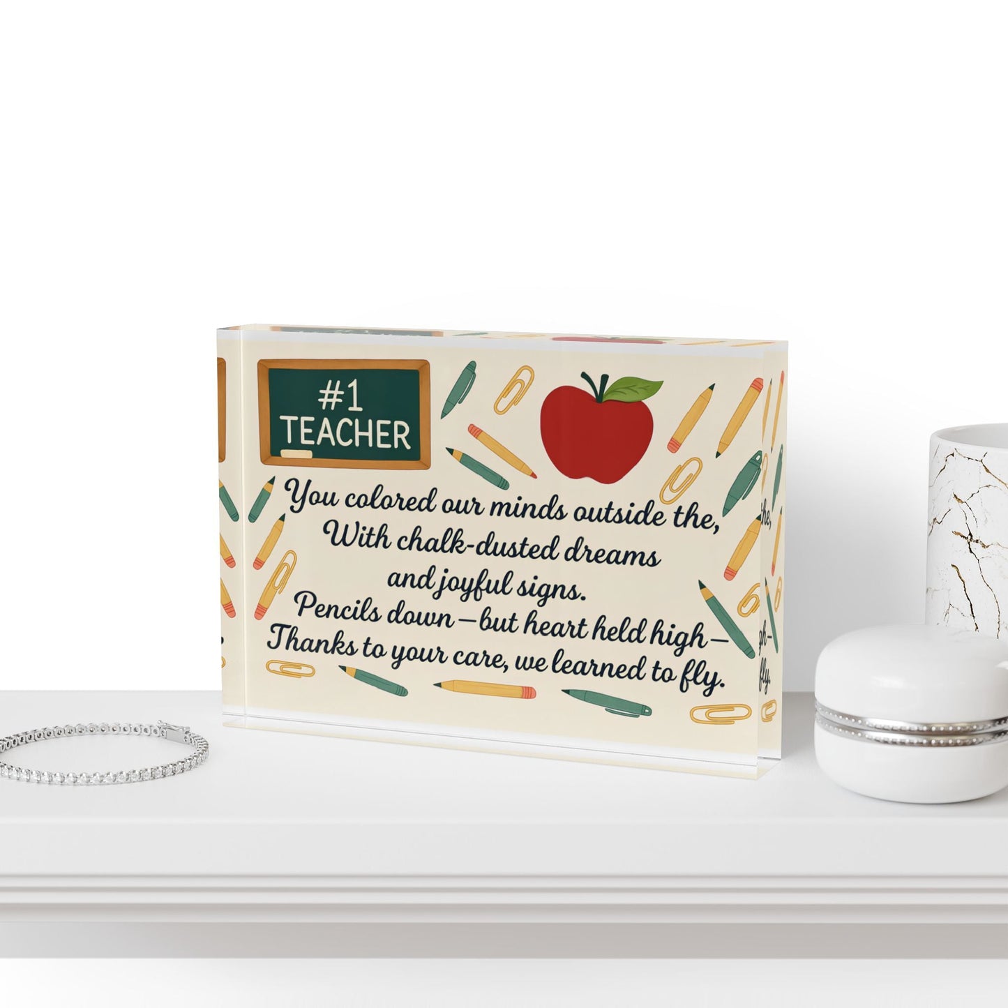 Teacher Appreciation Photo Block, Motivational Decor, Classroom Gift, Personalized Keepsake, Educational Wall Art - A Lid for Every Pot ~ Everyday Designz ~