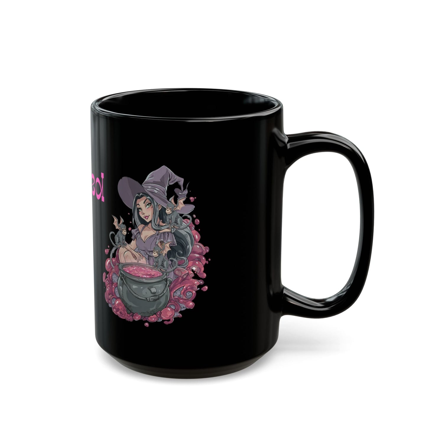 11oz and 15oz Black Glossy Mug - 'Stay Wicked Be Wicked' A Witch her Cauldron and Flying Monkeys | Unique Everyday Designz Home, Gifts & Apparel A Lid for Every Pot ~Everyday Designz~