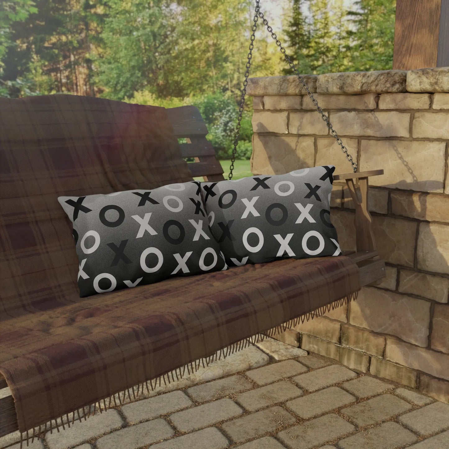 Modern Outdoor Pillows, Cozy Patio Decor, Minimalist XO Design Throw Cushions, Garden Accessories, Outdoor Living Essentials, Stylish Home Decor Printify