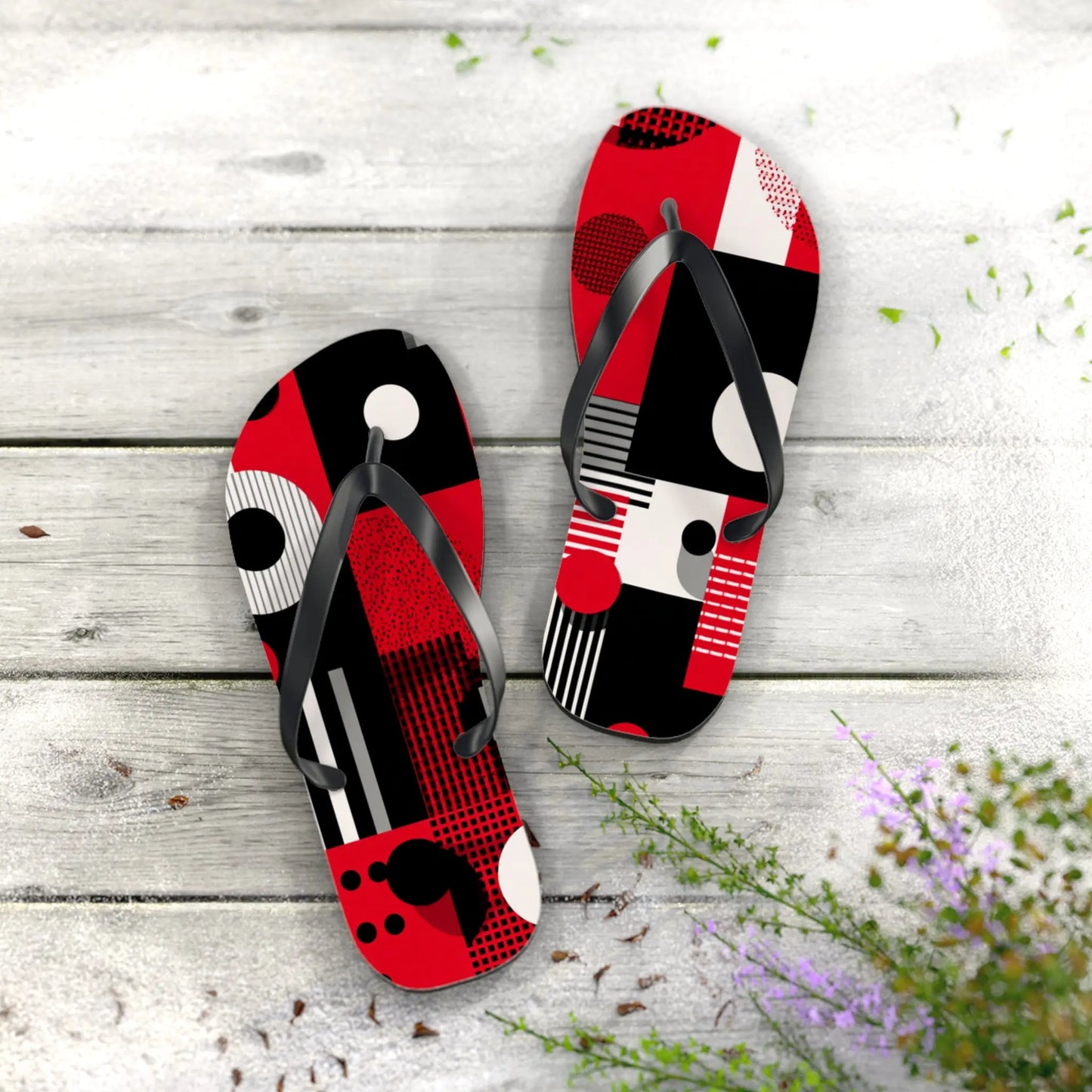 Flip Flops Ladybug Color inspired Geometric Patterns Printify