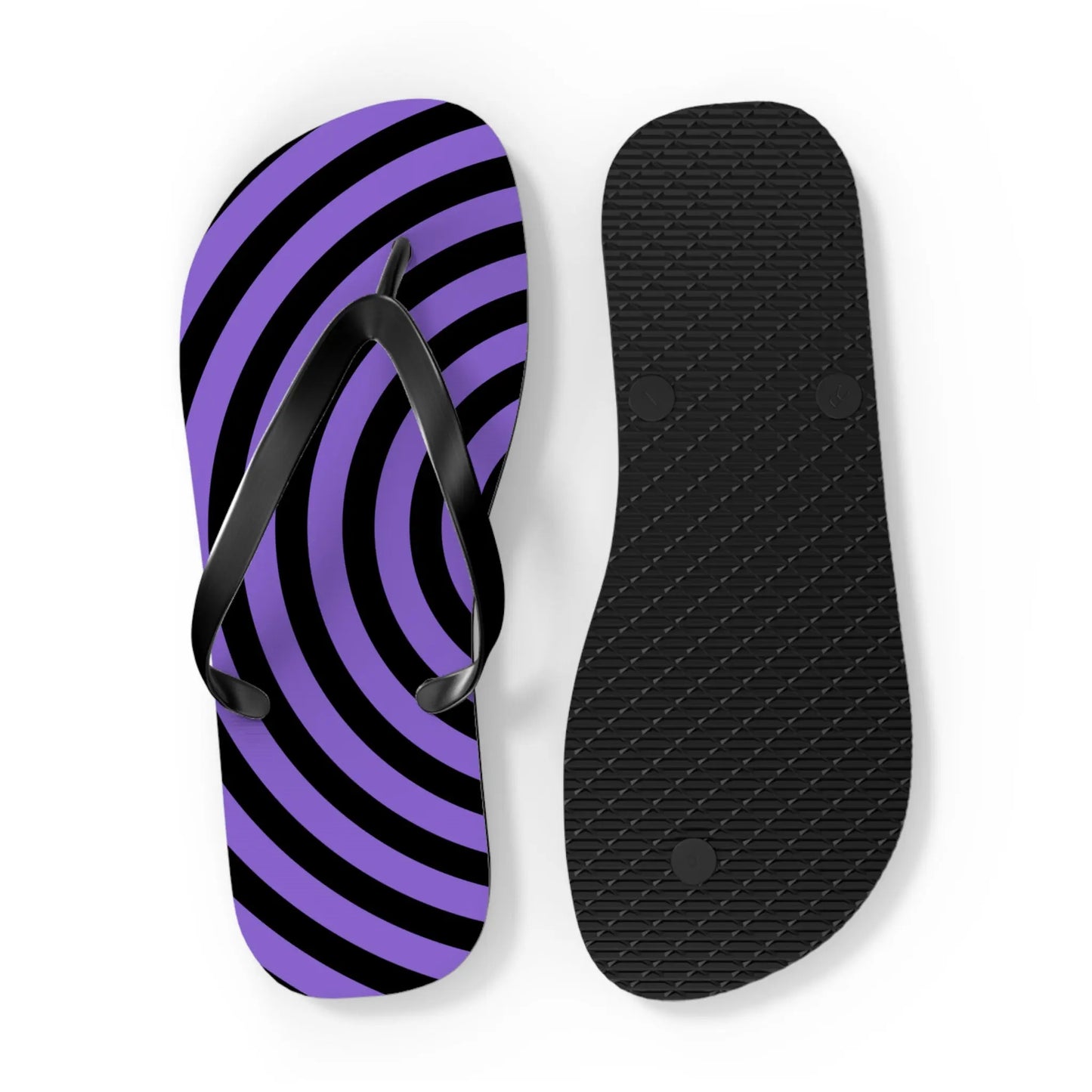 Spiral Flip Flops - Trendy Purple Design for Beach Days Printify