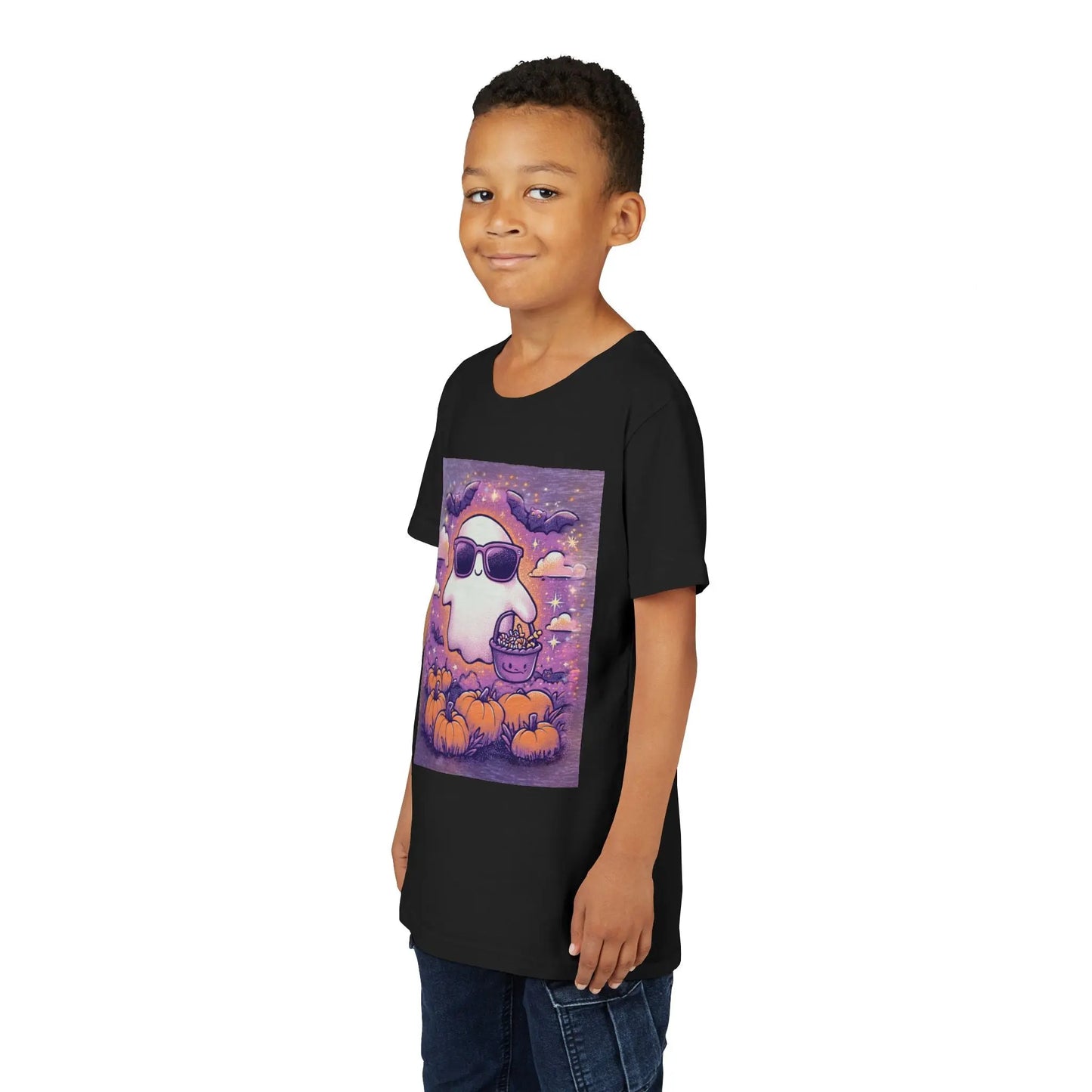 Adorable Ghost Halloween Tee, Youth Short Sleeve T-Shirt Printify