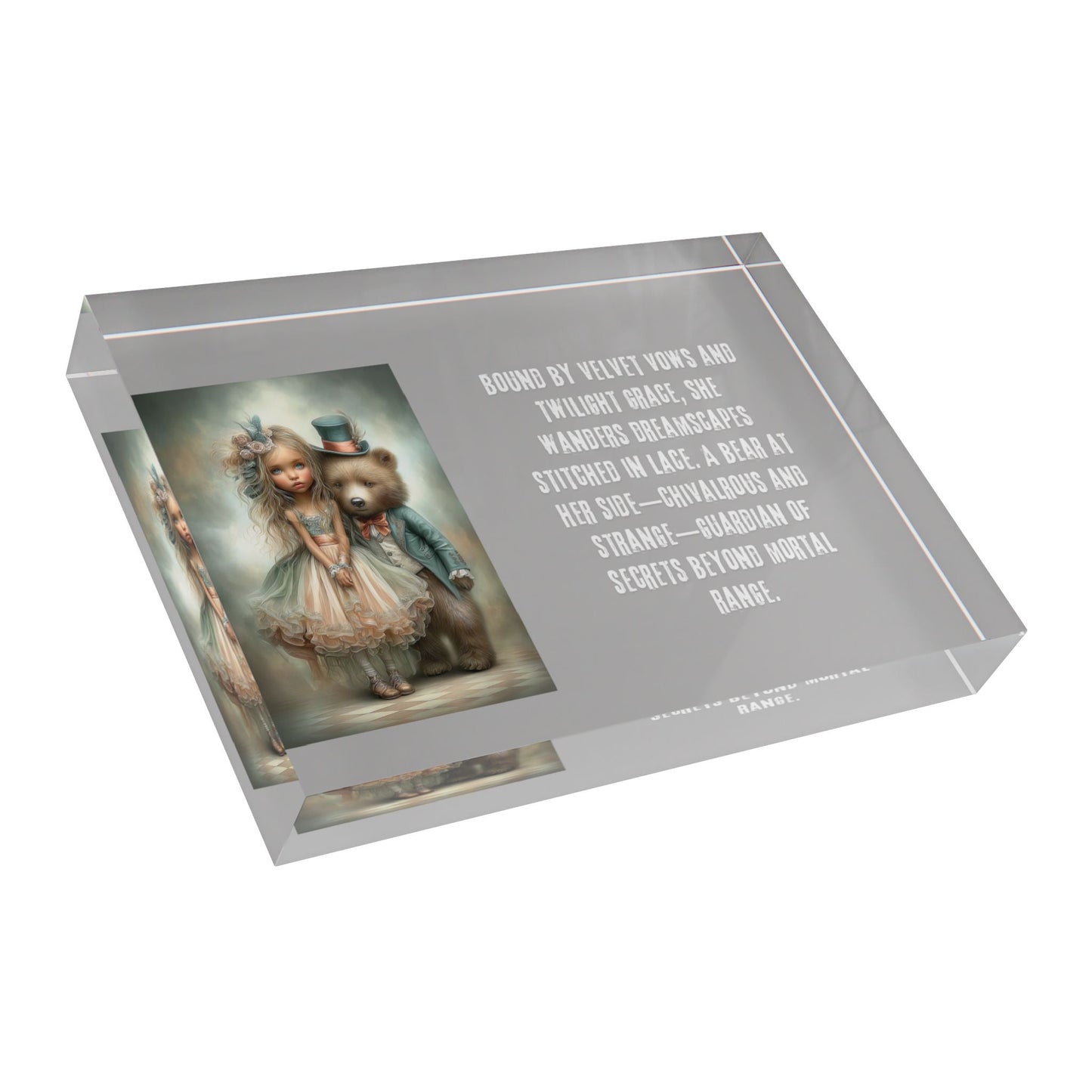 Whimsical Photo Block - Horizontal option has also a poem next to the Whimsical Girl and her Guardian Bear while the Vertical Version is just the Captivating Image Fills the Frame. - A Lid for Every Pot ~ Everyday Designz ~