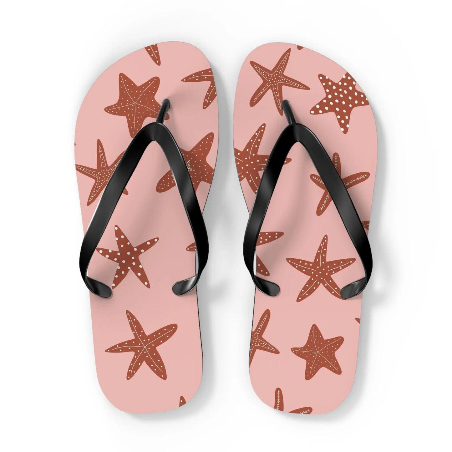 Cute Starfish Flip Flops for Beach, Summer, Pool Days, Vacation, Gift for Her, Nautical Printify