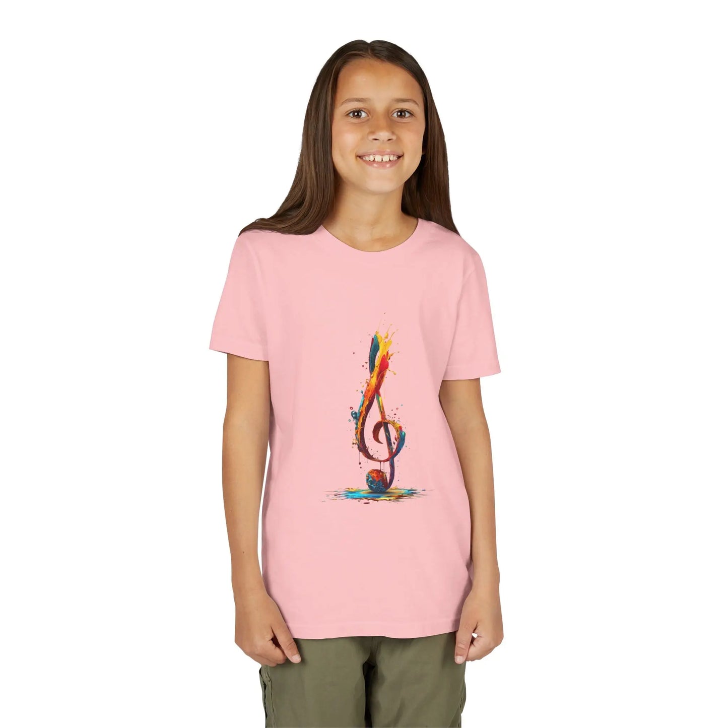 Youth Music Note Tee, Colorful Treble Clef Shirt, Printify