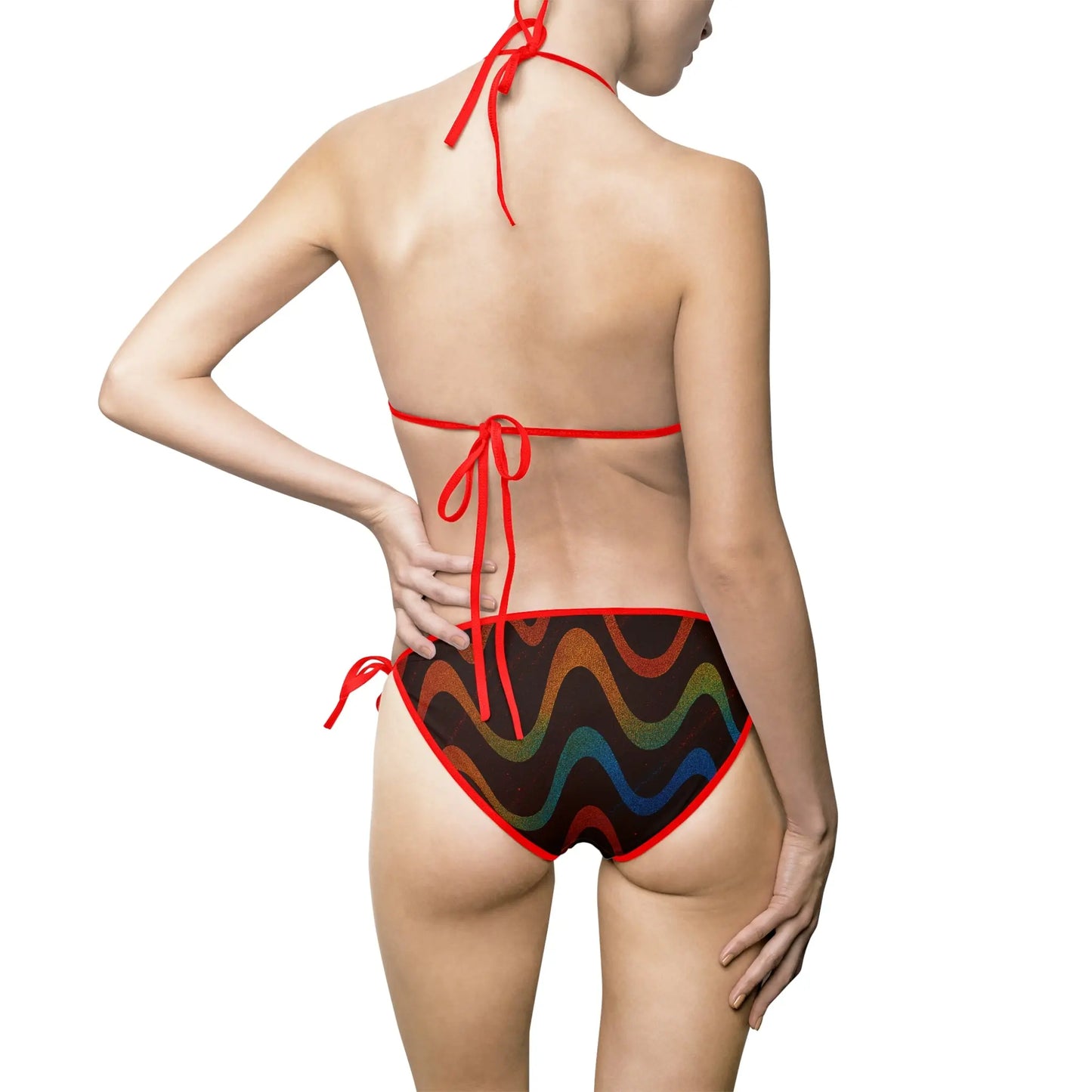 Colorful Wave Print Women's Bikini Swimsuit, Beachwear, Summer Fashion, Swimsuit Set, Vacation Ready Swimwear Printify