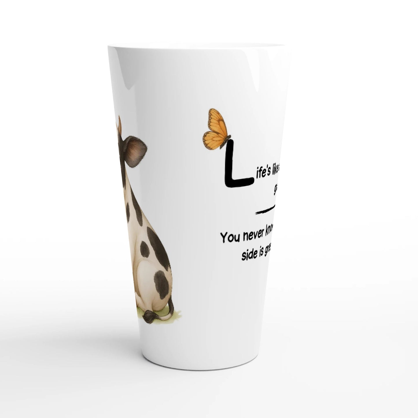 Barnyard Sarcasm - Humourous Cow Tails Collection - White Latte 17oz Ceramic Mug | Unique Everyday Designz Home, Gifts & Apparel A Lid for Every Pot ~Everyday Designz~