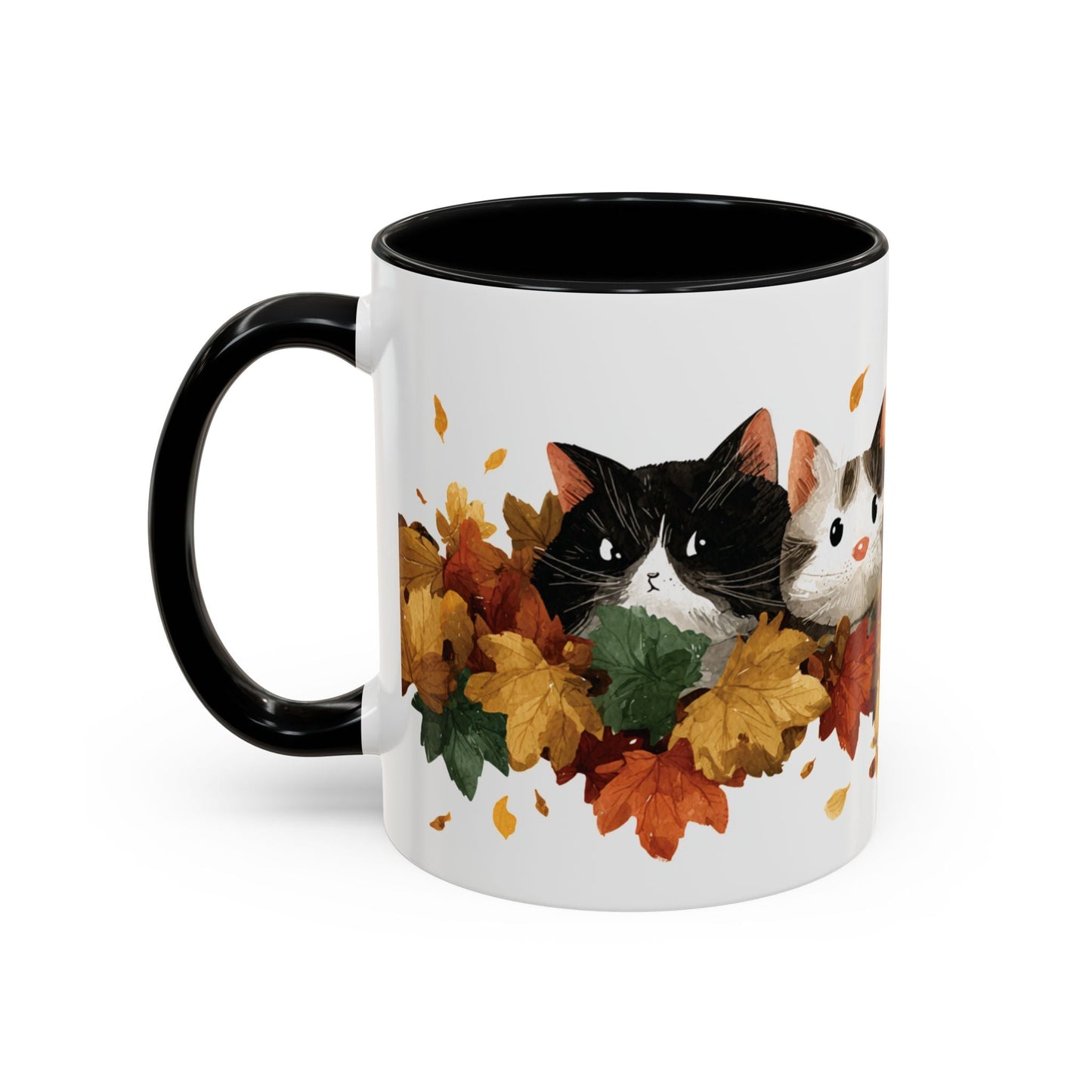 Autumn Cat Coffee Mug, Cute Animal Mug, Fall Decor, Gift for Cat Lovers, Warm Beverage Cup, Thanksgiving Coffee Cup Printify