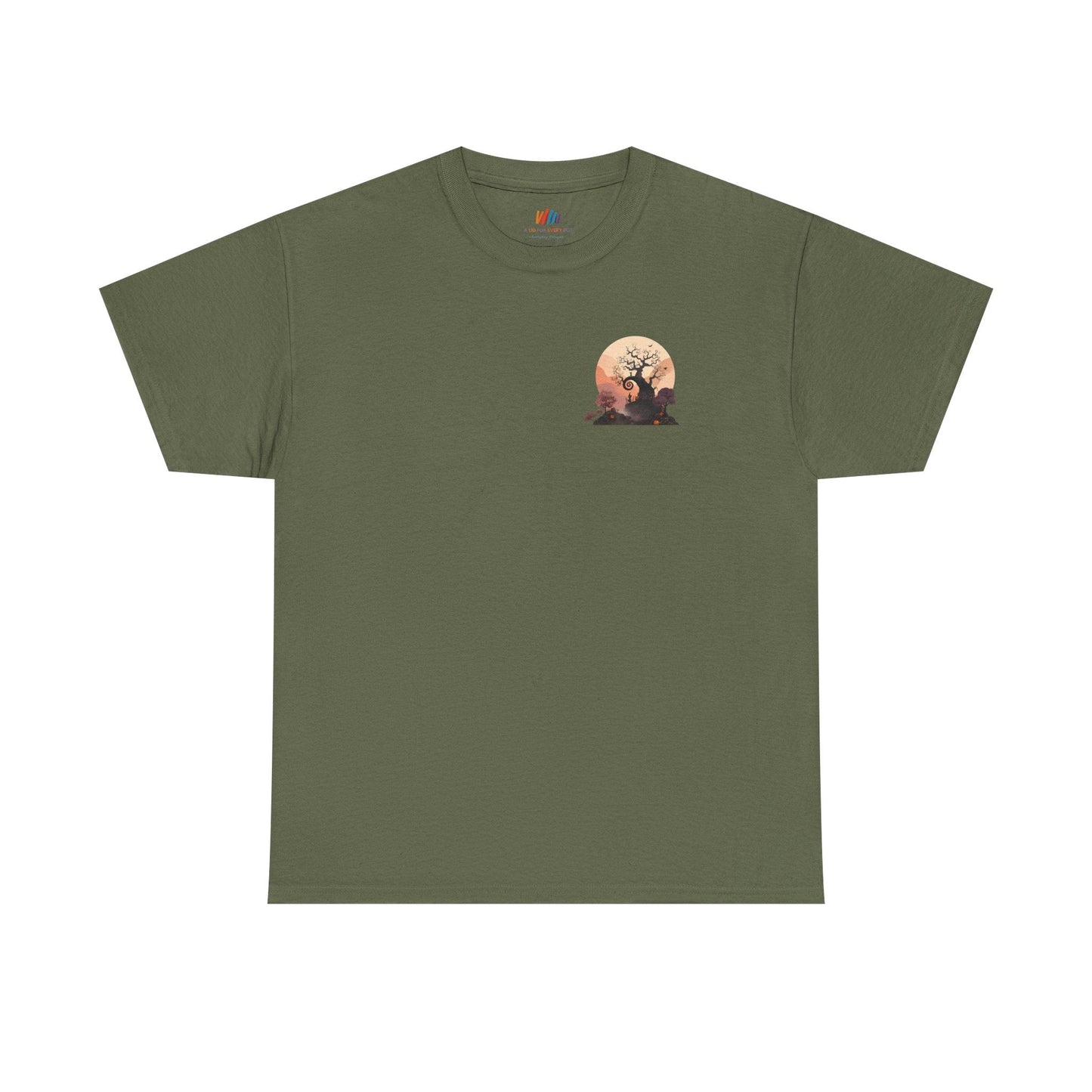 Spooky Sunset Tee, Halloween Shirt, Fall Apparel, Unisex Graphic Tee, Autumn Vibes, Cozy Casual Wear Printify