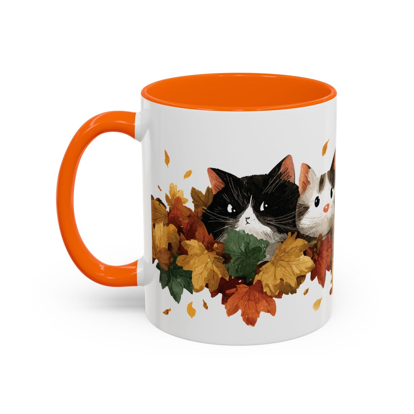 Autumn Cat Coffee Mug, Cute Animal Mug, Fall Decor, Gift for Cat Lovers, Warm Beverage Cup, Thanksgiving Coffee Cup Printify