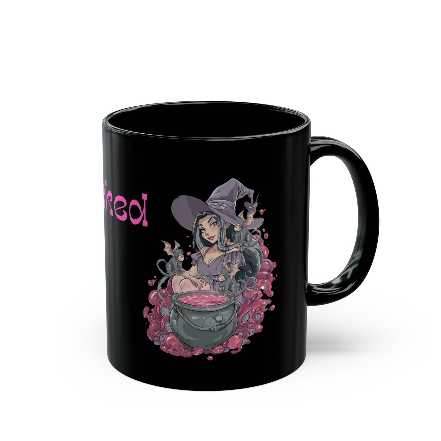 11oz and 15oz Black Glossy Mug - 'Stay Wicked Be Wicked' A Witch her Cauldron and Flying Monkeys | Unique Everyday Designz Home, Gifts & Apparel A Lid for Every Pot ~Everyday Designz~