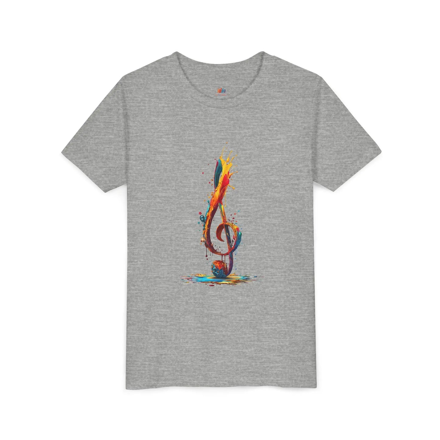 Youth Music Note Tee, Colorful Treble Clef Shirt, Printify