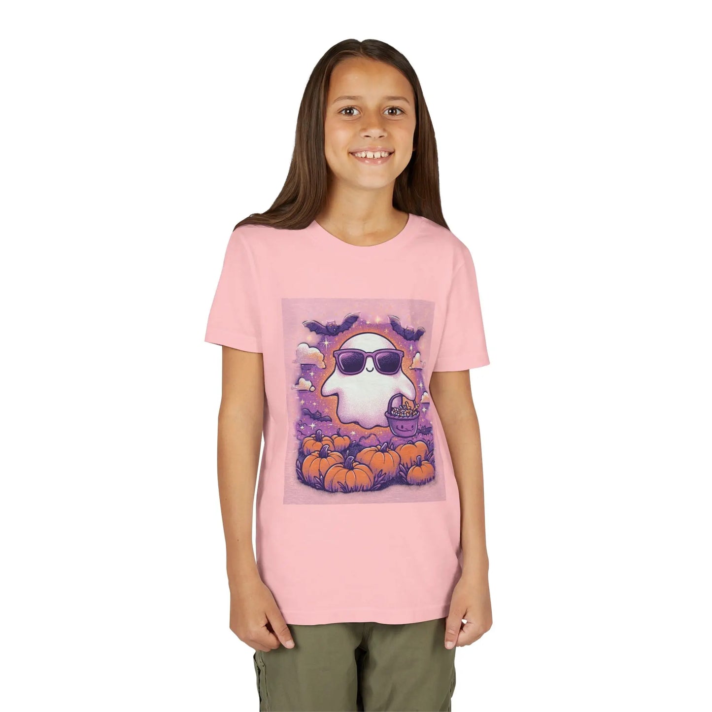 Adorable Ghost Halloween Tee, Youth Short Sleeve T-Shirt Printify
