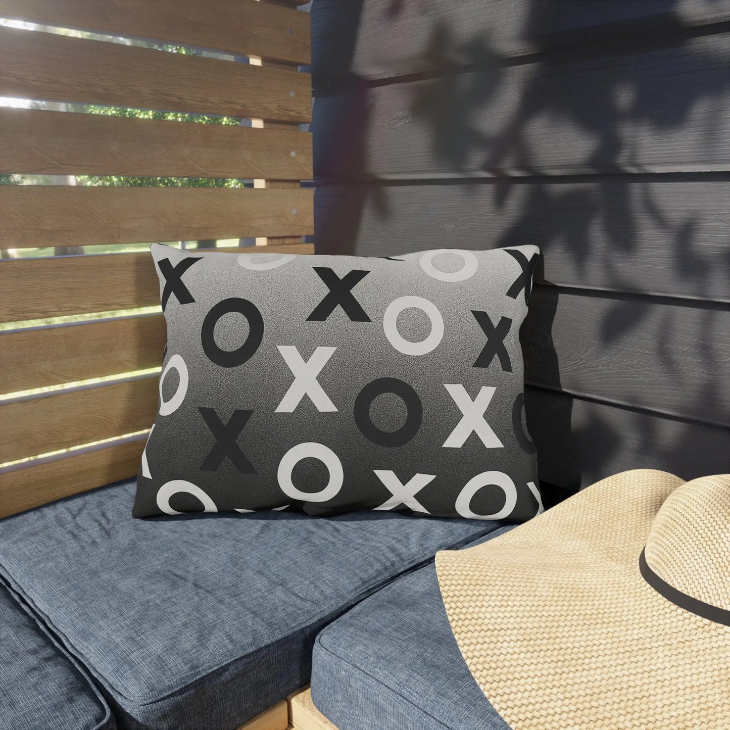 Modern Outdoor Pillows, Cozy Patio Decor, Minimalist XO Design Throw Cushions, Garden Accessories, Outdoor Living Essentials, Stylish Home Decor Printify