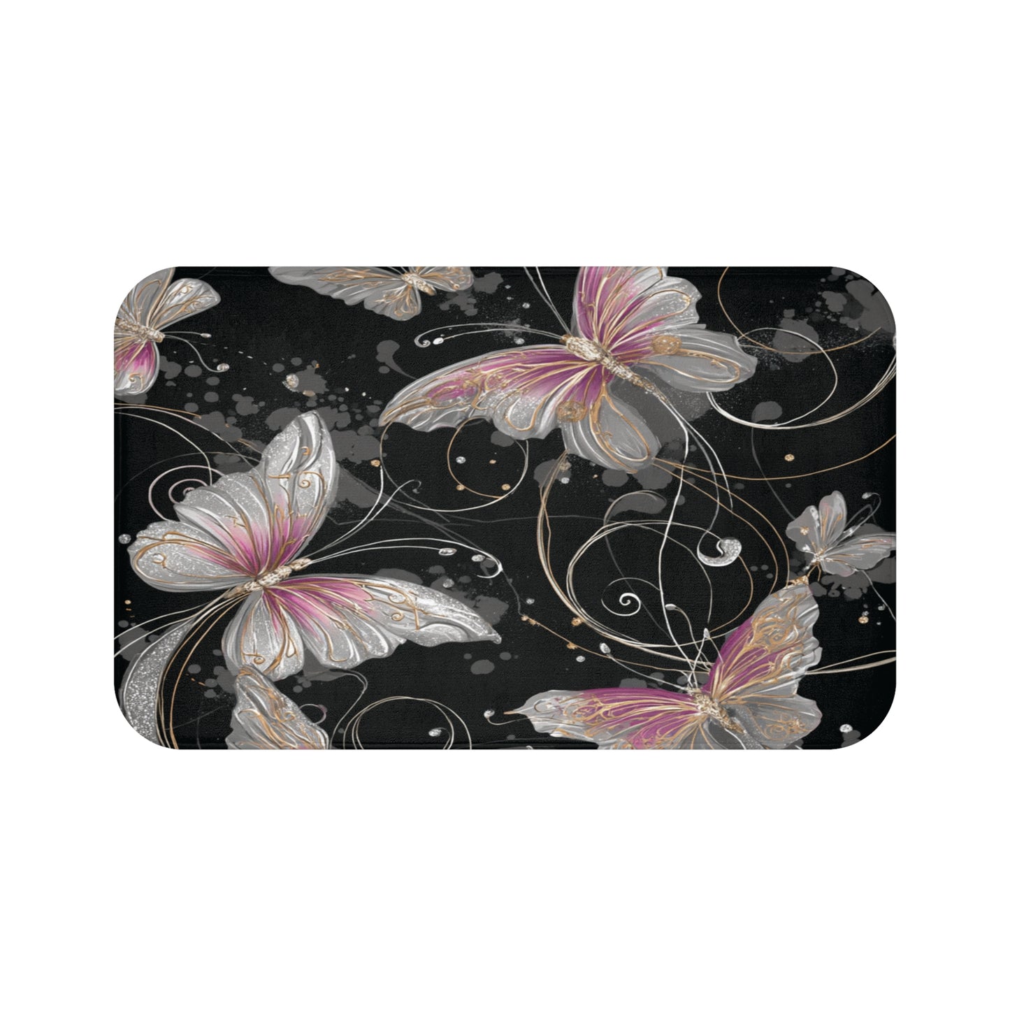 Elegant Butterfly Bath Mat, Stylish Bathroom Decor, Soft & Absorbent Mat, Gift Idea for Home, Butterfly Lover's Gift, Floral Bath Decor