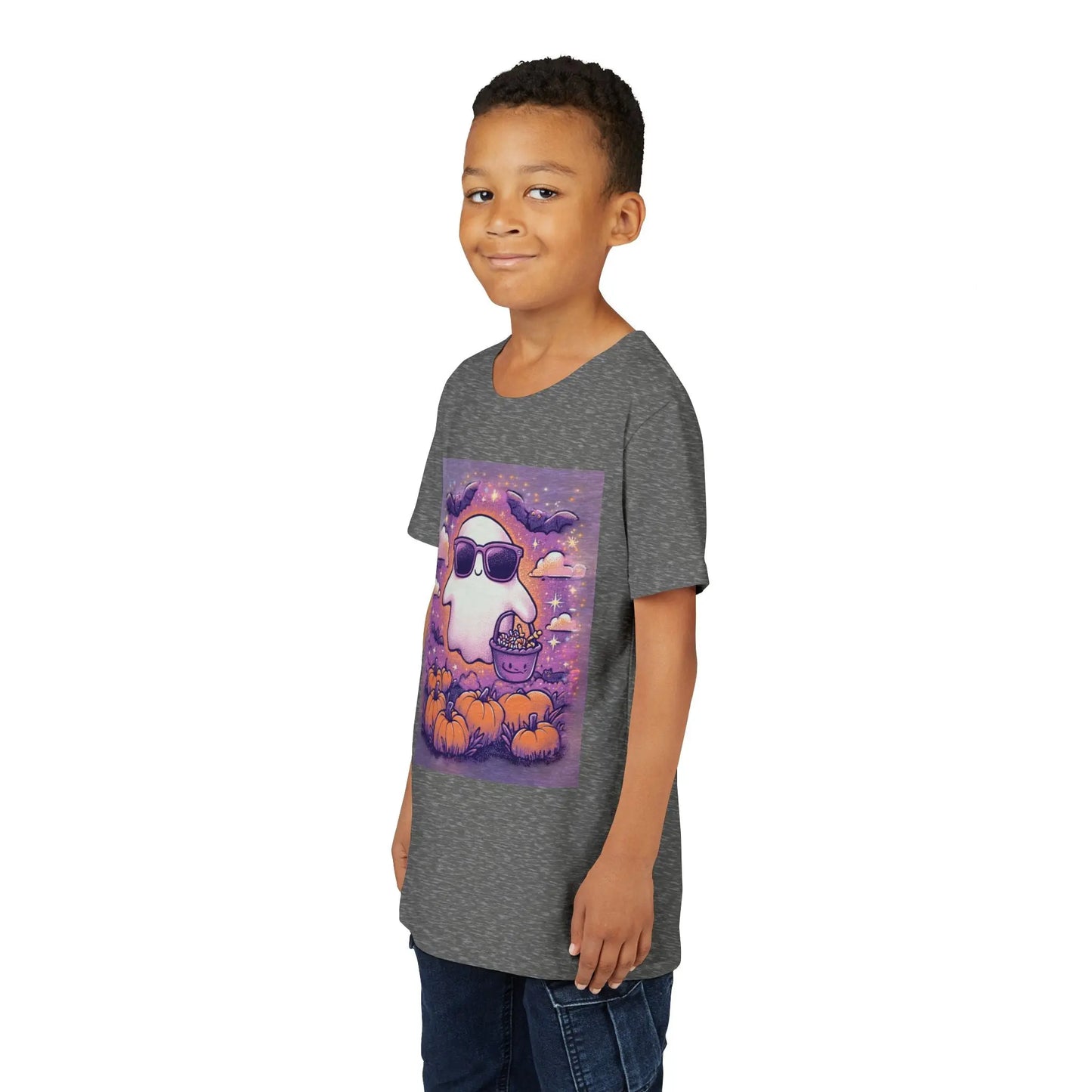 Adorable Ghost Halloween Tee, Youth Short Sleeve T-Shirt Printify