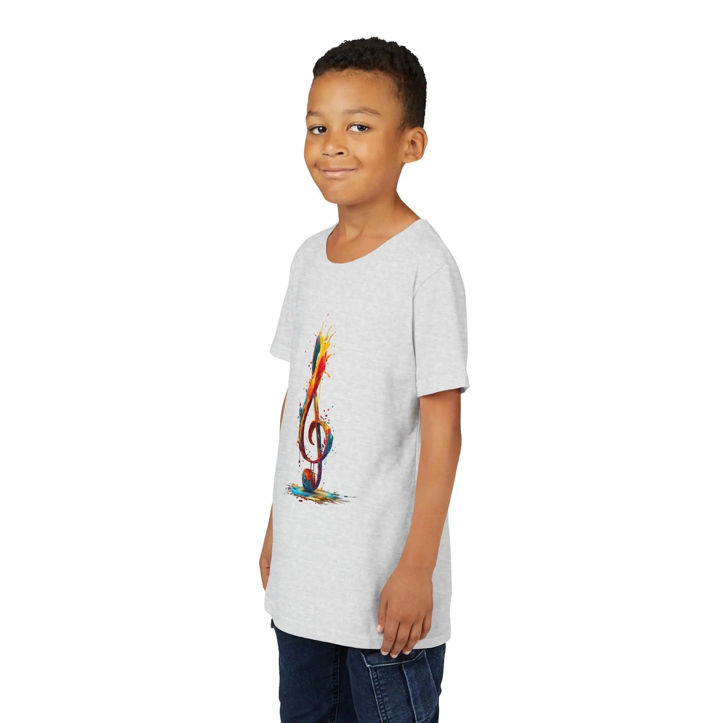 Youth Music Note Tee, Colorful Treble Clef Shirt, Printify