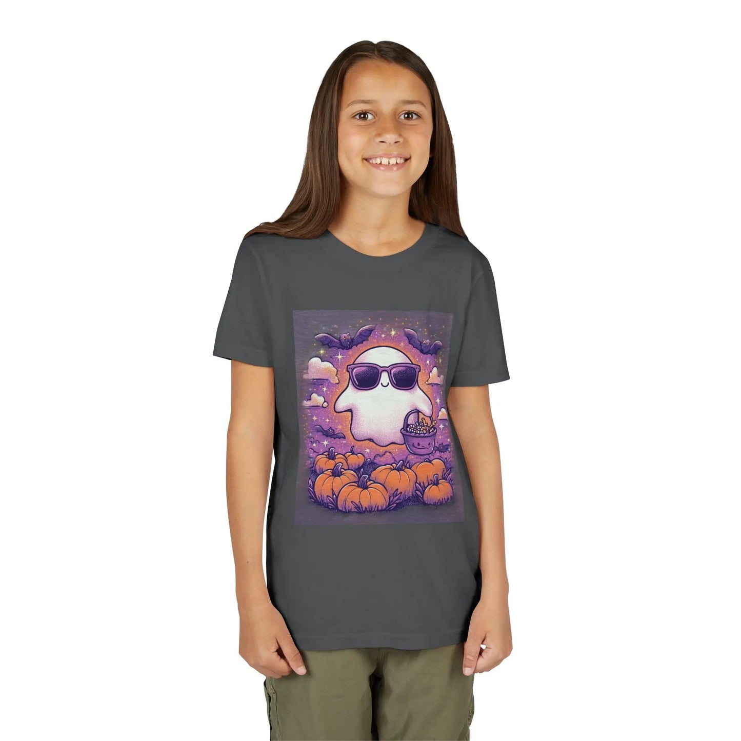 Adorable Ghost Halloween Tee, Youth Short Sleeve T-Shirt Printify