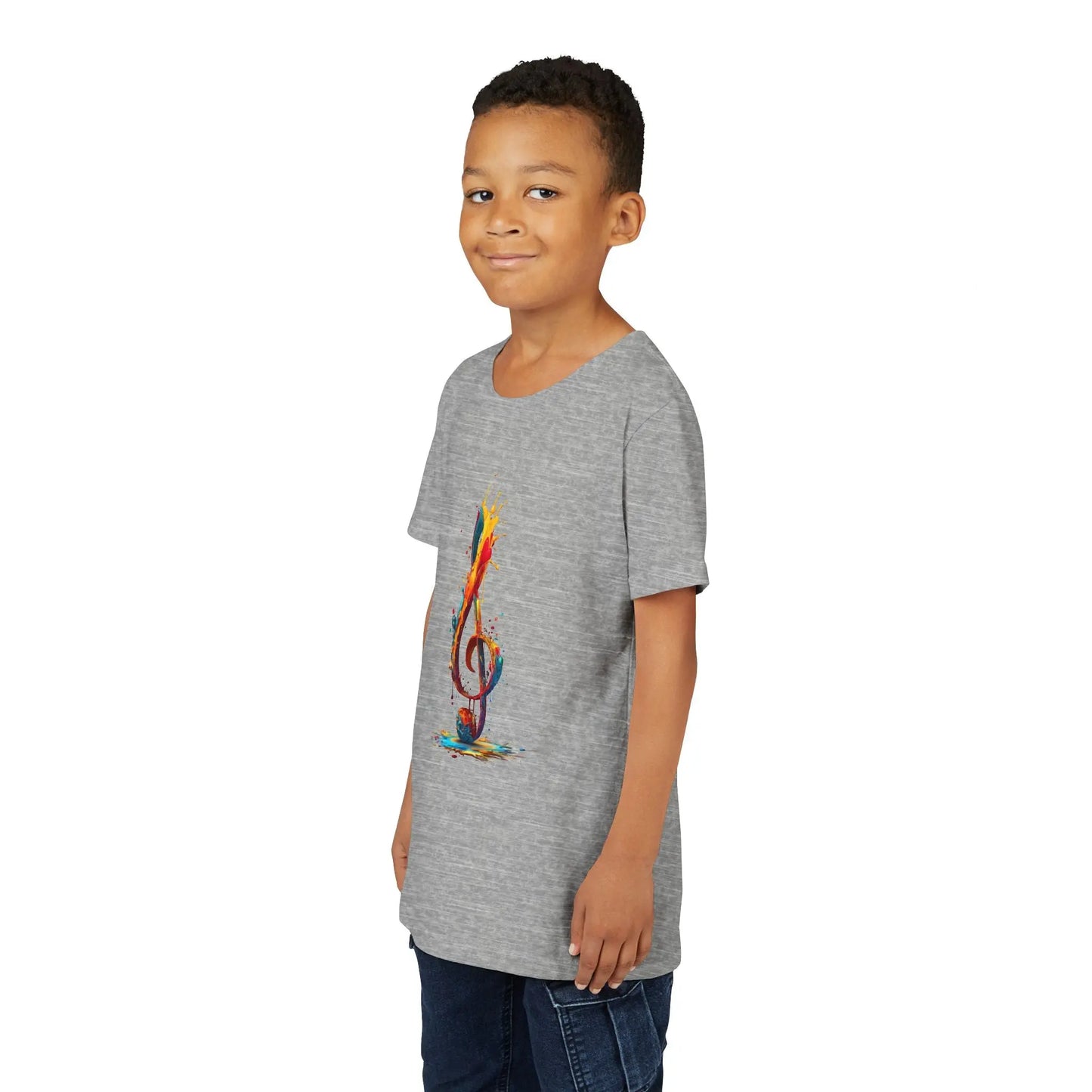 Youth Music Note Tee, Colorful Treble Clef Shirt, Printify